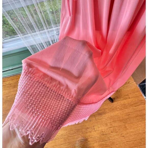 Vintage 1960s lingerie set, peach/coral pastel, negligee & peignoir, 2 pieces - Picture 5 of 10